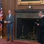 Amy Coney Barrett being sworn in as Supreme Court Justice.